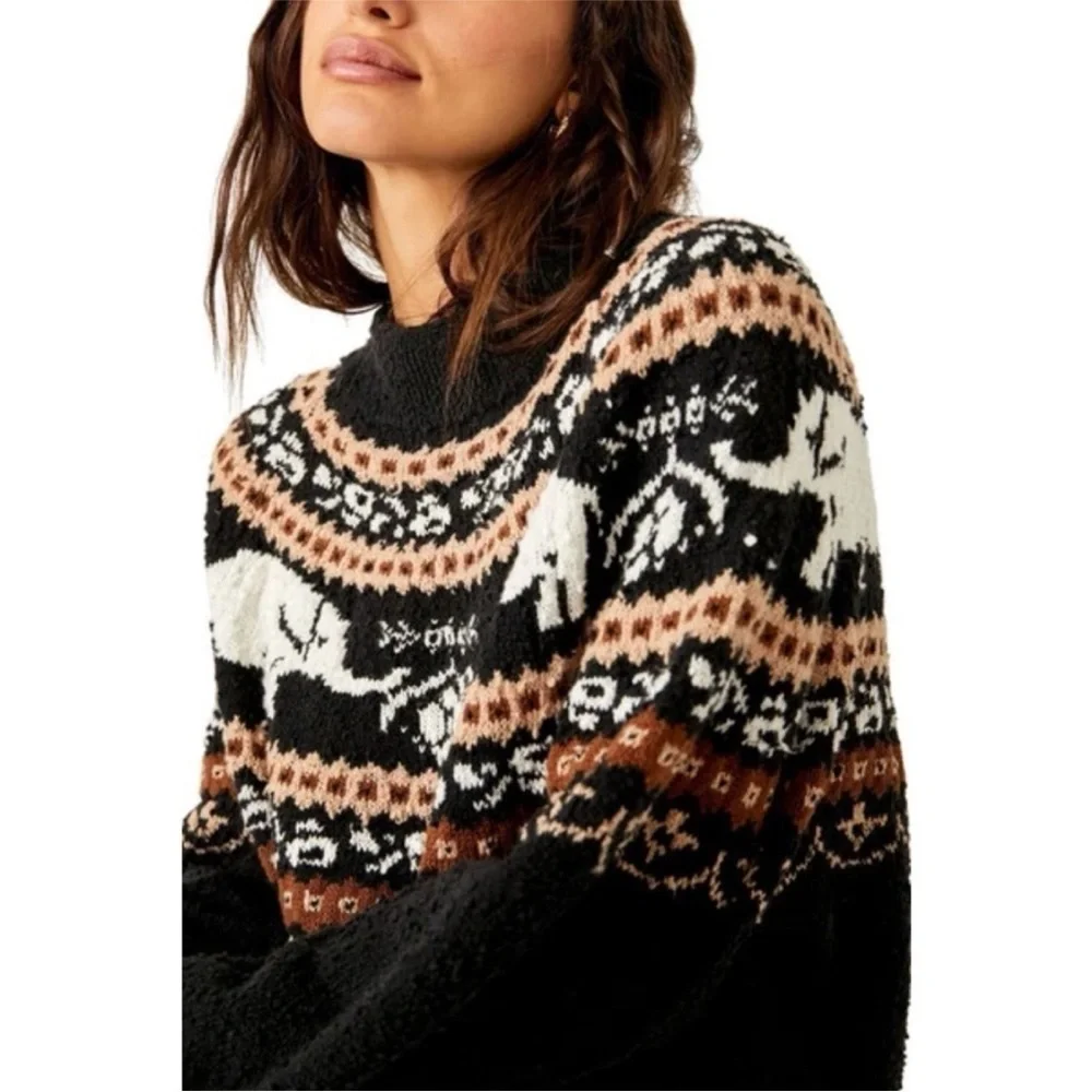 Free People Nellie sweater with elephants size large - Picture 4 of 10